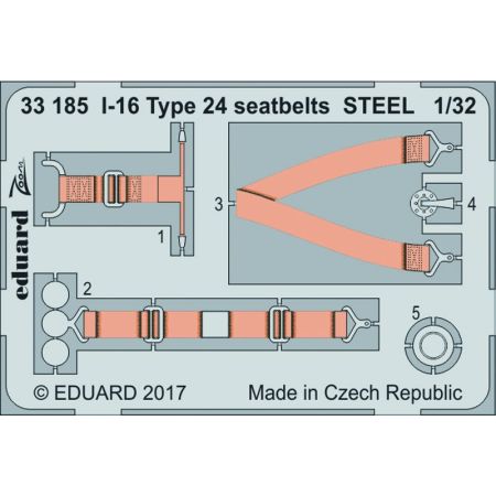 EDUARD 33185 I-16 TYPE 24 SEATBETS STEEL (ICM) 1/32