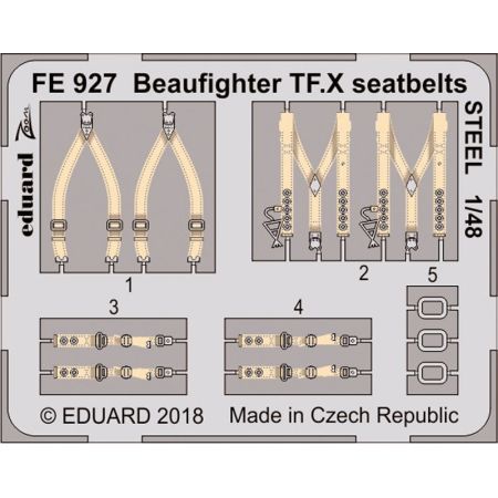 EDUARD FE927 BEAUFIGHTER TF.X SEATBELTS STEEL (REVELL) 1/48