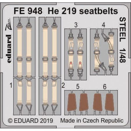 EDUARD FE948 HE 219 SEATBELTS STEEL (TAMIYA) 1/48