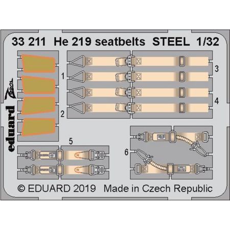 EDUARD 33211 HE 219 SEATBELTS STEEL (REVELL) 1/32