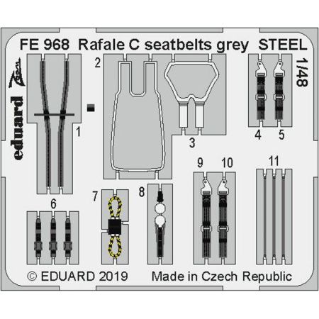 EDUARD FE968 RAFALE C SEATBELTS GREY STEEL (REVELL) 1/48