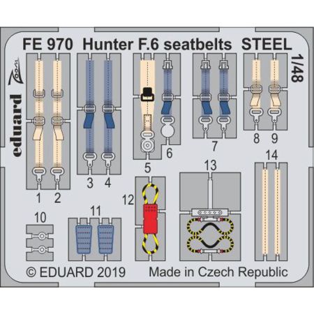 EDUARD FE970 HUNTER F.6 SEATBELTS STEEL (AIRFIX) 1/48