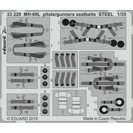 Eduard 33229 MH-60L pilots/gunners seatbelts Steel 1/35