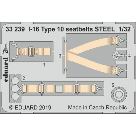 Eduard 33239 I-16 Type 10 seatbelts STEEL 1/32