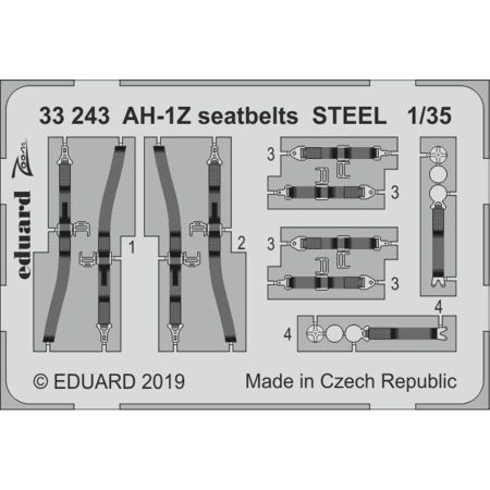 EDUARD 33243 AH-1Z SEATBELTS STEEL (ACADEMY) 1/35