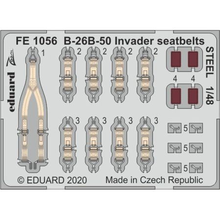 EDUARD FE1056 B-26B-50 INVADER SEATBELTS STEEL (ICM) 1/48
