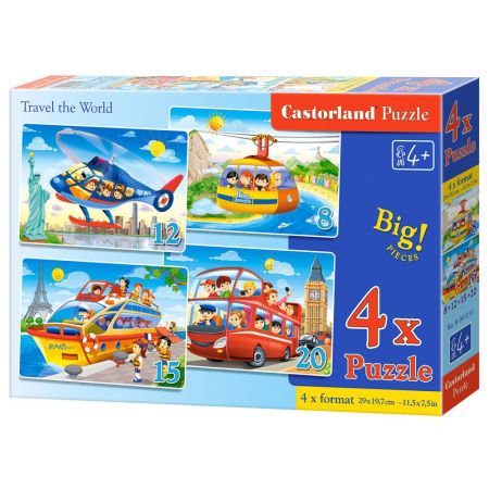 Travel the World 4x Puzzle(8+12+15+20)
