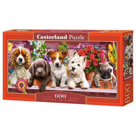 Puppies on a Shelf Puzzle 600