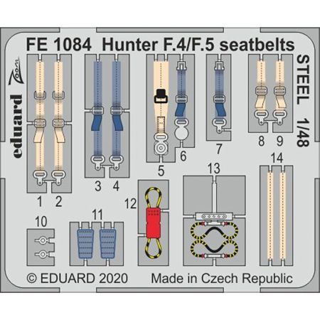 EDUARD FE1084 HUNTER F.4/F.5 SEATBELTS STEEL (AIRFIX) 1/48