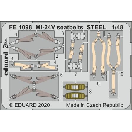 EDUARD FE1098 MI-24V SEATBELTS STEEL (ZVEZDA) 1/48