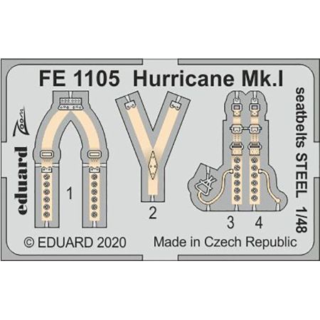 EDUARD FE1105 HURRICANE MK.I SEATBELTS STEEL (AIRFIX) 1/48