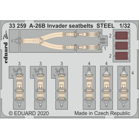 A-26B Invader seatbelts STEEL 1/32
