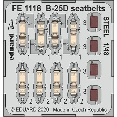 EDUARD FE1118 B-25D SEATBELTS STEEL (REVELL) 1/48