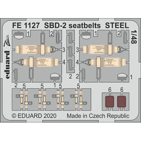 EDUARD FE1127 SBD-2 SEATBELTS STEEL (ACADEMY) 1/48