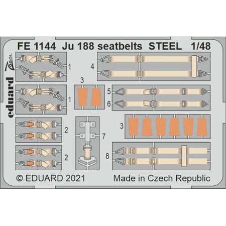 EDUARD FE1144 JU 188 SEATBELTS STEEL (REVELL) 1/48