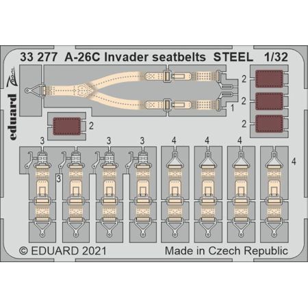 A-26C Invader seatbelts STEEL 1/32