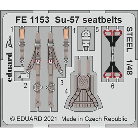EDUARD FE1153 SU-57 SEATBELTS STEEL (ZVEZDA) 1/48