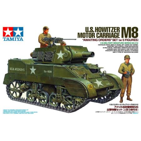 Tamiya 35312 - U.S. Howitzer Motor Carriage M8 (Awaiting Orders) Set (w/3 Figures) 1/35