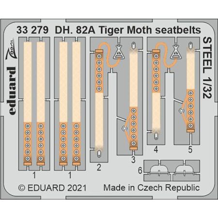 EDUARD 33279 DH. 82A TIGER MOTH SEATBELTS STEEL (ICM) 1/32