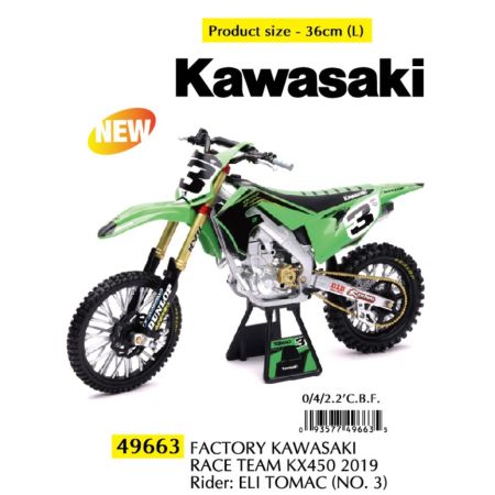New Ray 49663 - Moto Kawasaki KX450F 2019 E. Tomac 1/6