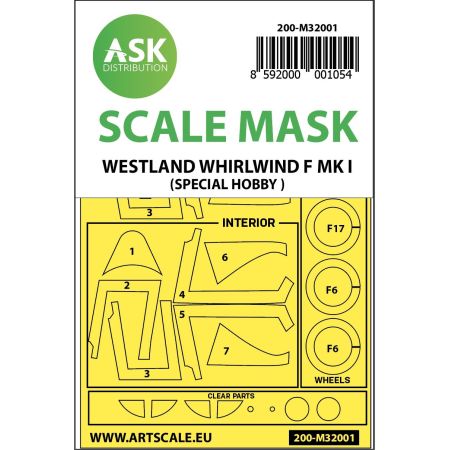 Westland Whirlwind Mk.I double-sided painting mask for Special Hobby 1/32