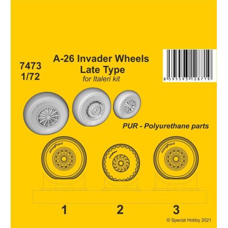 A-26 Invader Wheels Late Type / for Italeri kit 1/72