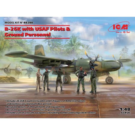 ICM48280 - B-26K with USAF Pilots & Ground Personnel 1/48