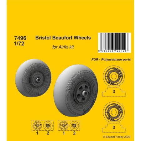 Bristol Beaufort Wheels 1/72 / for Airfix kit 1/72
