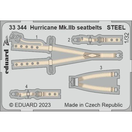 Hurricane Mk.IIb seatbelts STEEL 1/32