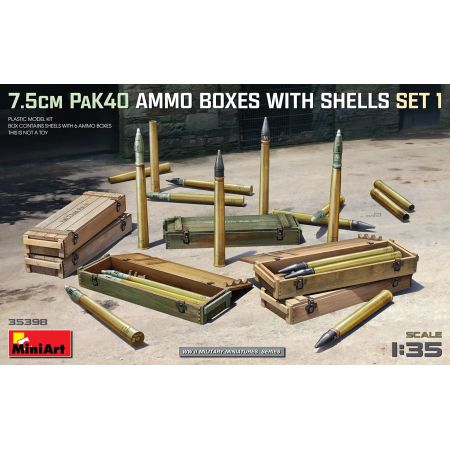 7.5cm PaK40 Ammo Boxes+Shells 1/35