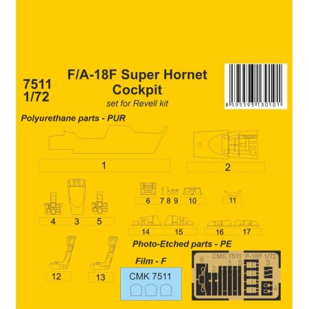 F/A-18F Super Hornet Cockpit 1/72 / for Revell kit 1/72