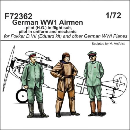 German WW1 Airmen - pilot (H.G.) in flight suit, pilot in uniform and mechanic 1/72