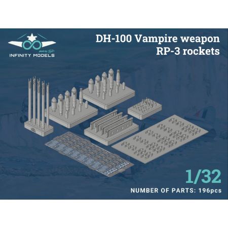 INFINITY MODELS 3203-08+ DH-100 VAMPIRE WEAPON - RP-3 ROCKETS 1/32