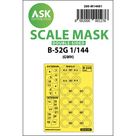 Artscalekit 200-M14401 B-52G double-sided painting mask for Great Wall Hobby 1/144
