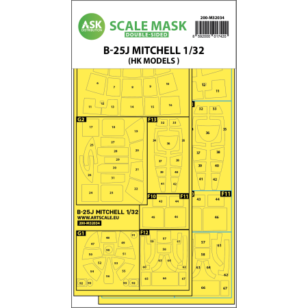B-25J Mitchell double-sided mask for HK Models 1/32