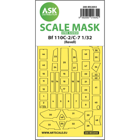 ASK ART SCALE KIT M32055 MASK MESSERSCHMITT BF 110C-2/C-7 ONE-SIDED EXPRESS FOR REVELL 1/32