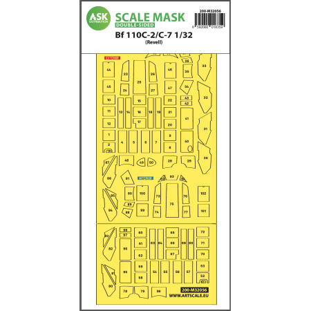 ASK ART SCALE KIT M32056 MASK MESSERSCHMITT BF 110C-2/C-7 DOUBLE-SIDED EXPRESS FOR REVELL 1/32
