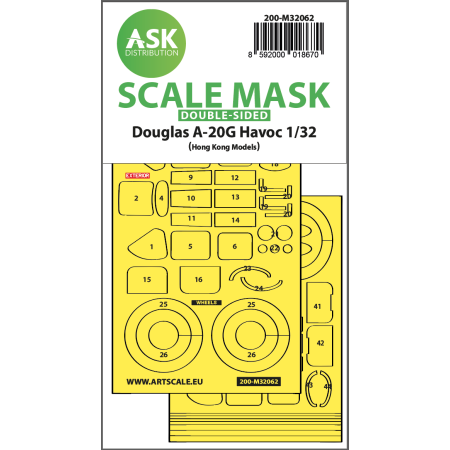 ASK ART SCALE KIT M32062 MASK A-20G HAVOC DOUBLE-SIDED EXPRESS SELF ADHESIVE FOR HK MODEL 1/32