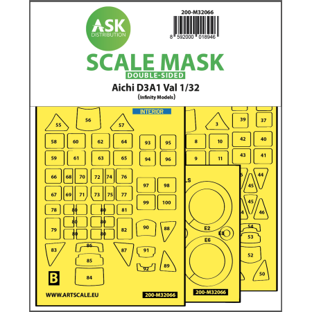ASK ART SCALE KIT M32066 MASK AICHI D3A1 VAL DOUBLE-SIDED EXPRESS SELF ADHESIVE FOR INFINITY 3206 1/32