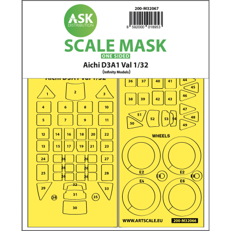 ASK ART SCALE KIT M32067 MASK AICHI D3A1 VAL ONE-SIDED EXPRESS SELF ADHESIVE FOR INFINITY 3206 1/32