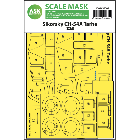 ASK ART SCALE KIT M35005 MASK SIKORSKY CH-54A TARHE DOUBLE-SIDED EXPRESS FIT FOR ICM 1/35