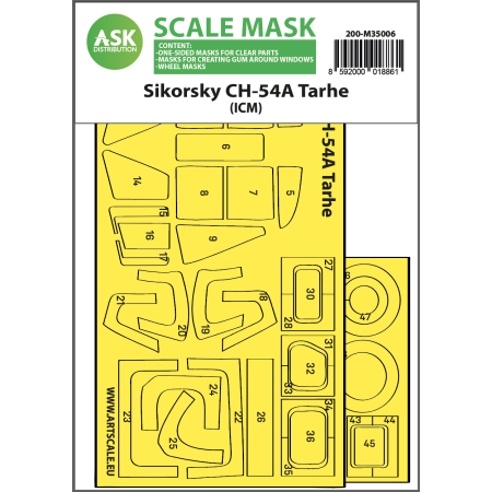 ASK ART SCALE KIT M35006 MASK SIKORSKY CH-54A TARHE ONE-SIDED EXPRESS FIT FOR ICM 1/35