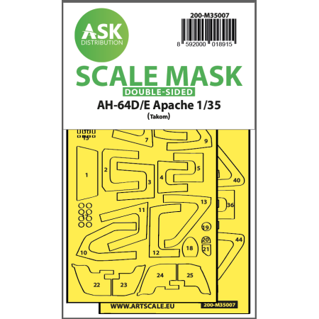 ASK ART SCALE KIT M35007 MASK AH-64D/E DOUBLE-SIDED FIT EXPRESS FOR TACOM 1/35