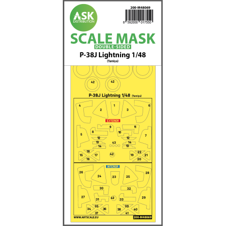 ASK ART SCALE KIT M48069 MASK P-38J LIGHTNING DOUBLE-SIDED FOR TAMIYA 1/48