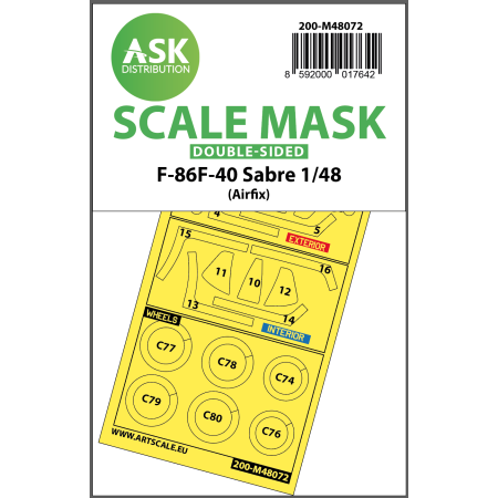 ASK ART SCALE KIT M48072 MASK F-86F-40 SABRE DOUBLE-SIDED FOR AIRFIX 1/48
