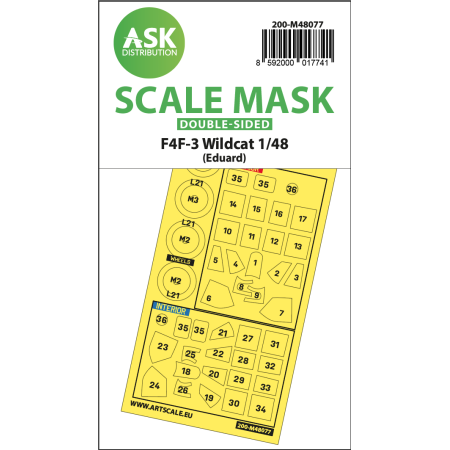 ASK ART SCALE KIT M48077 MASK F4F-3 WILDCAT DOUBLE-SIDED EXPRESS FOR EDUARD 1/48