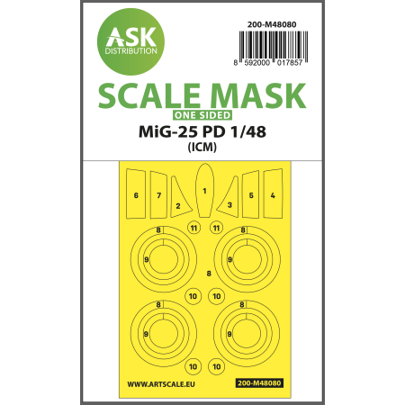 MiG-25 PD one-sided mask self-adhesive pre-cutted for ICM 1/48