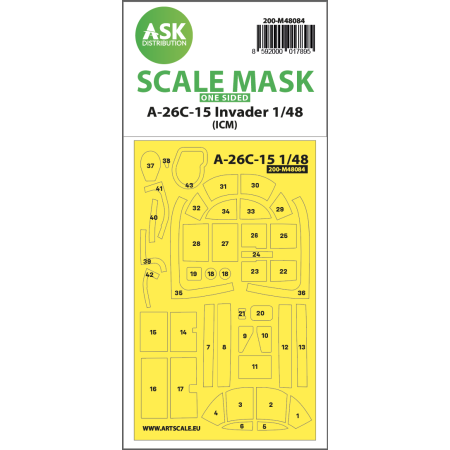 A-26C-15 Invader one-sided mask self-adhesive pre-cutted for ICM 1/48