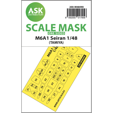 M6A1 Seiran one-sided mask self-adhesive pre-cutted for Tamiya 1/48