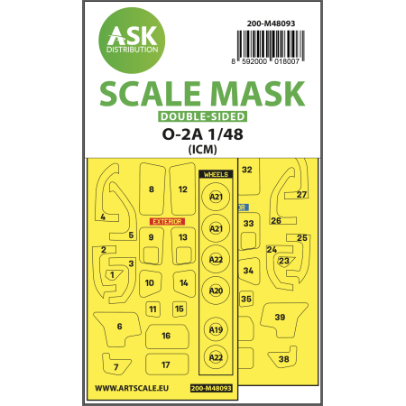 ASK ART SCALE KIT M48093 MASK O-2A DOUBLE-SIDED SELF-ADHESIVE, PRE-CUTTED FOR ICM 1/48